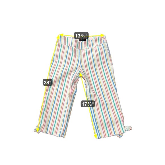 Counterparts Womens Multi-Stripe Cropped Pants Size 10P Capris Side Ties - Picture 8 of 11